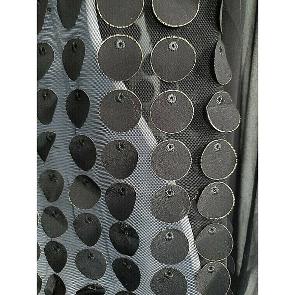 Nha Bhanh Sheer Small Button Down Black Shirt Circles w/Gold Trim Pussy Bow - Picture 8 of 10